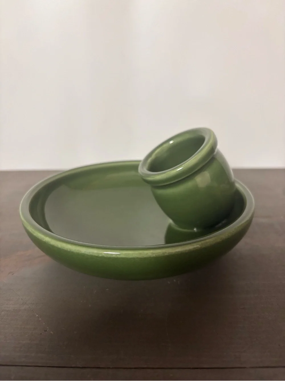 Vintage Williams Sonoma Olive Bowl Portugal Pit Dish Display Stoneware Green